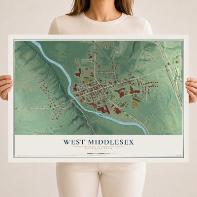 Map of West Middlesex, Pennsylvania, 18 x 24 inch unframed archival matte print