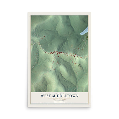 Map of West Middletown, Pennsylvania, 12 x 18 inch unframed archival matte print