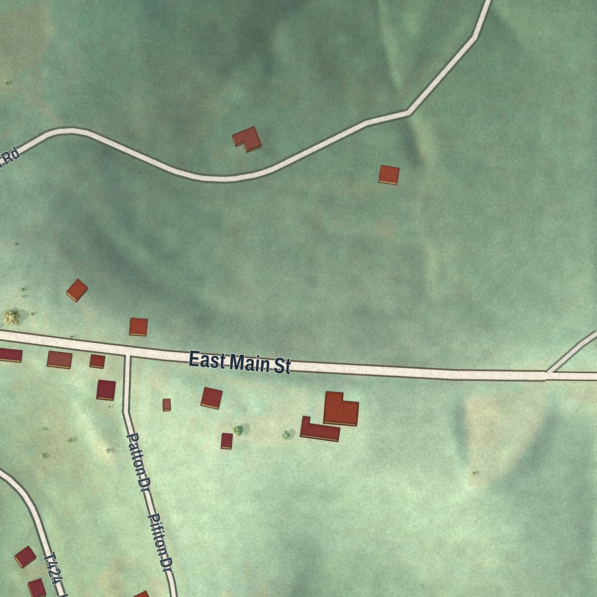 Second close-up of the map of West Middletown, Pennsylvania print showing more streets and buildings