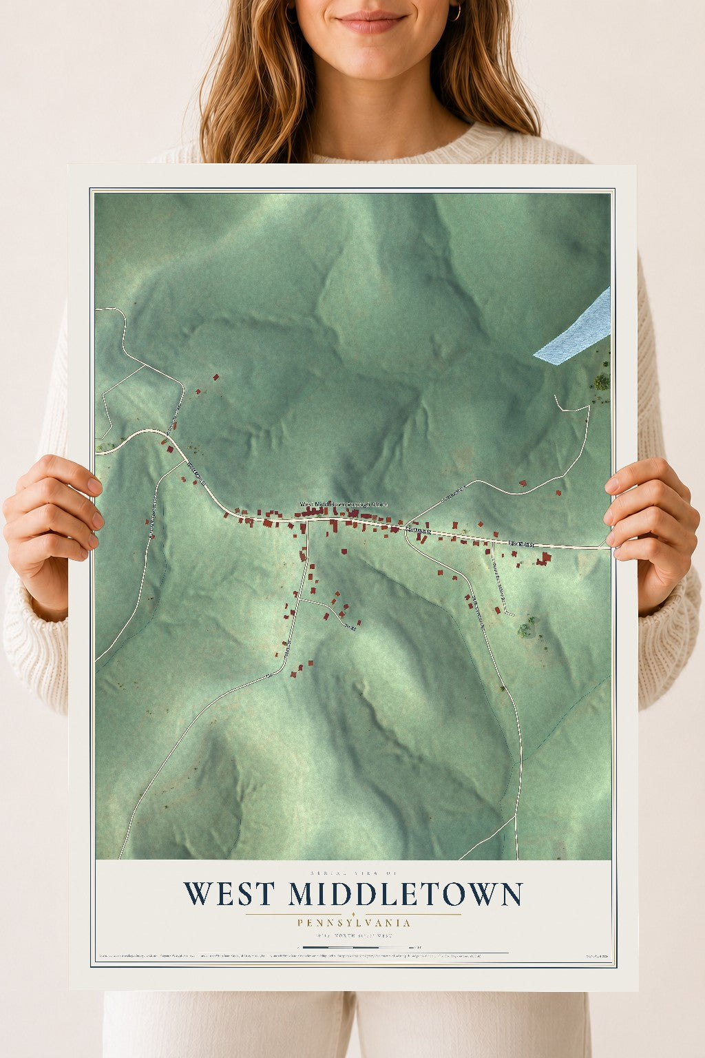 Map of West Middletown, Pennsylvania, 18 x 24 inch unframed archival matte print