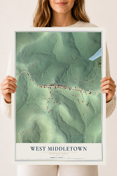 Map of West Middletown, Pennsylvania, 18 x 24 inch unframed archival matte print