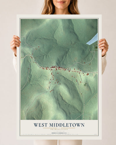 Map of West Middletown, Pennsylvania, 24 x 36 inch unframed archival matte print