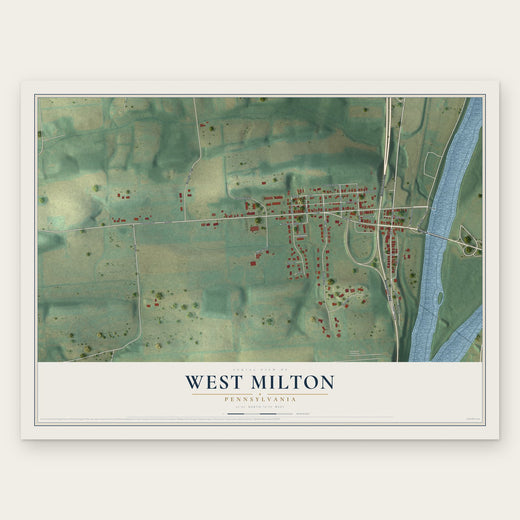 West Milton, Pennsylvania map print, the full design