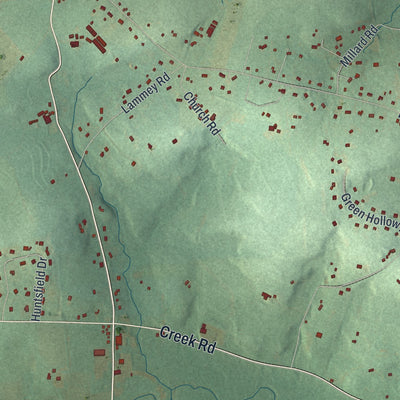 Close-up of the map of West Nantmeal, Pennsylvania print showing street and building detail