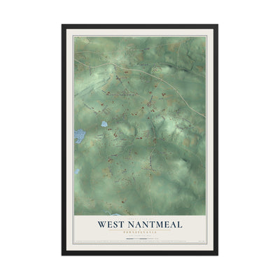 Map of West Nantmeal, Pennsylvania, 12 x 18 inch print in a black wood frame