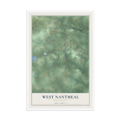Map of West Nantmeal, Pennsylvania, 12 x 18 inch print in a white wood frame