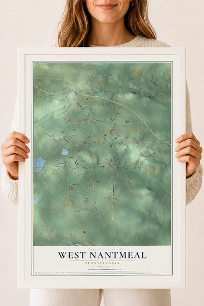 Map of West Nantmeal, Pennsylvania, 18 x 24 inch print in a white wood frame