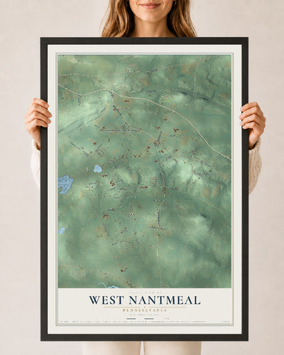 Map of West Nantmeal, Pennsylvania, 24 x 36 inch print in a black wood frame