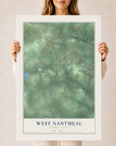 Map of West Nantmeal, Pennsylvania, 24 x 36 inch print in a white wood frame