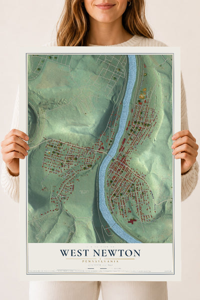 Map of West Newton, Pennsylvania, 18 x 24 inch unframed archival matte print