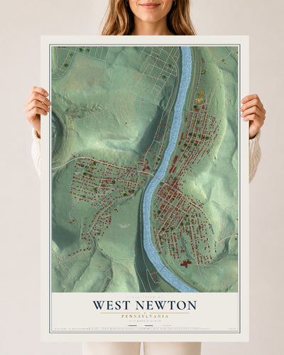 Map of West Newton, Pennsylvania, 24 x 36 inch unframed archival matte print