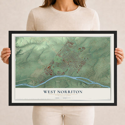 Map of West Norriton, Pennsylvania, 12 x 18 inch print in a black wood frame