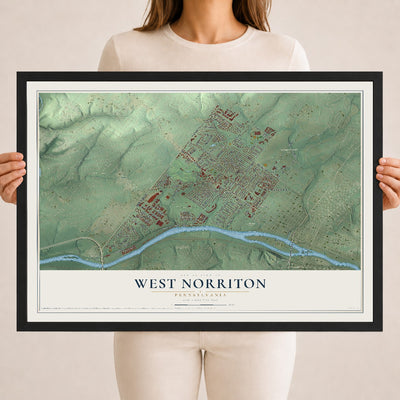 Map of West Norriton, Pennsylvania, 18 x 24 inch print in a black wood frame