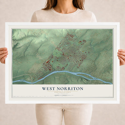 Map of West Norriton, Pennsylvania, 18 x 24 inch print in a white wood frame
