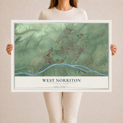 Map of West Norriton, Pennsylvania, 24 x 36 inch unframed archival matte print