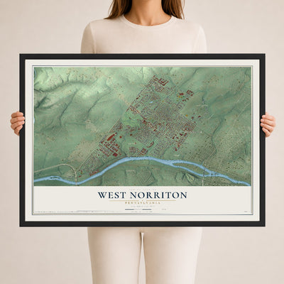 Map of West Norriton, Pennsylvania, 24 x 36 inch print in a black wood frame