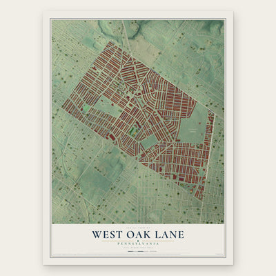 West Oak Lane, Pennsylvania map print, the full design