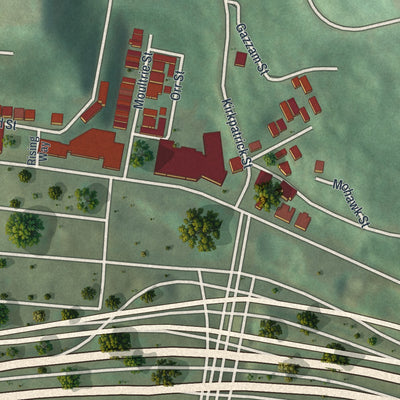 Close-up of the map of West Oakland, Pennsylvania print showing street and building detail