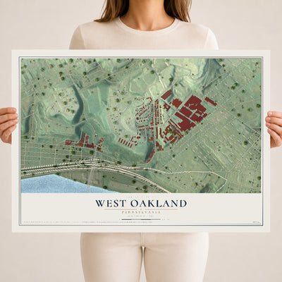 Map of West Oakland, Pennsylvania, 18 x 24 inch unframed archival matte print