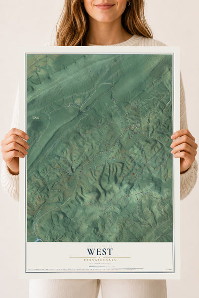 Map of West, Pennsylvania, 18 x 24 inch unframed archival matte print