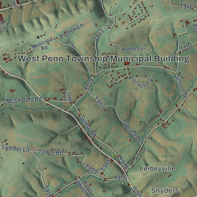 Second close-up of the map of West Penn, Pennsylvania print showing more streets and buildings