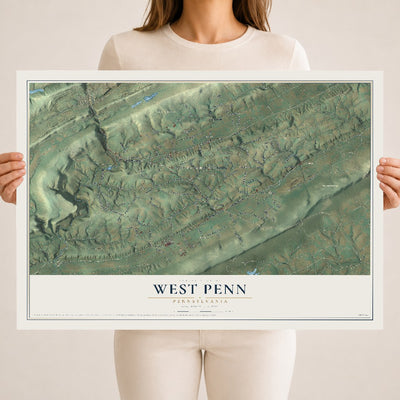 Map of West Penn, Pennsylvania, 18 x 24 inch unframed archival matte print