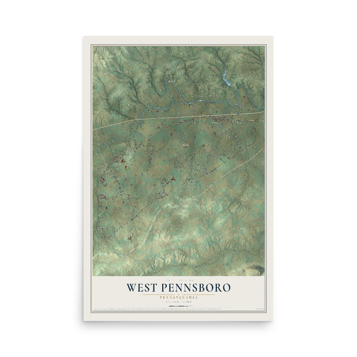 Map of West Pennsboro, Pennsylvania, 12 x 18 inch unframed archival matte print