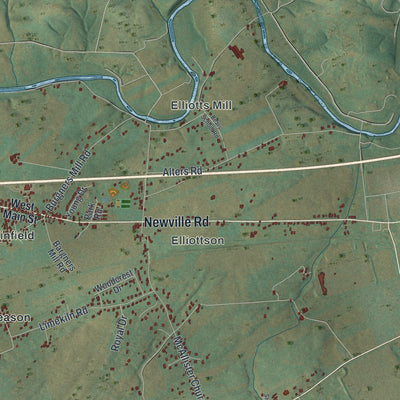 Second close-up of the map of West Pennsboro, Pennsylvania print showing more streets and buildings