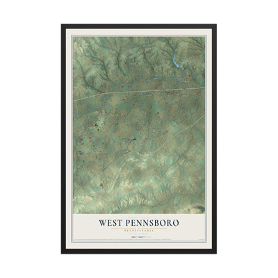 Map of West Pennsboro, Pennsylvania, 12 x 18 inch print in a black wood frame