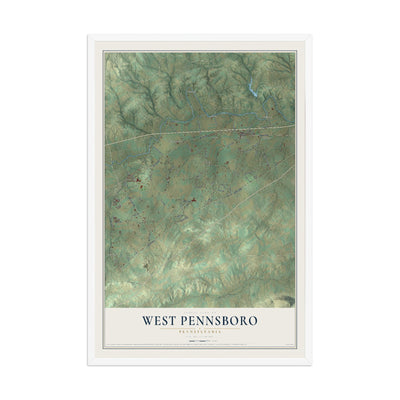 Map of West Pennsboro, Pennsylvania, 12 x 18 inch print in a white wood frame