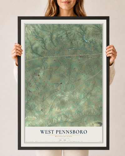 Map of West Pennsboro, Pennsylvania, 24 x 36 inch print in a black wood frame