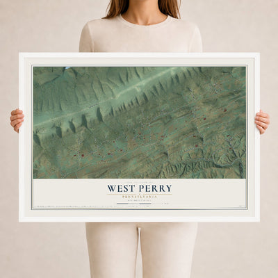 Map of West Perry, Pennsylvania, 24 x 36 inch print in a white wood frame