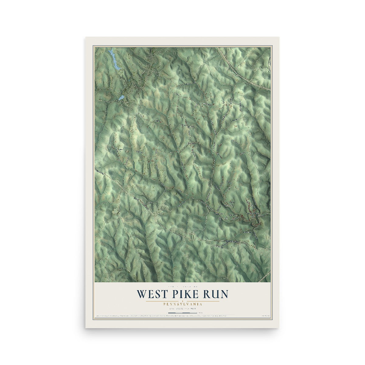 Map of West Pike Run, Pennsylvania, 12 x 18 inch unframed archival matte print