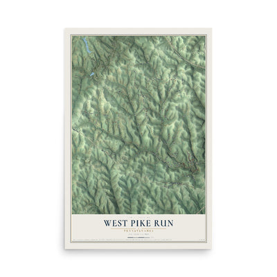 Map of West Pike Run, Pennsylvania, 12 x 18 inch unframed archival matte print