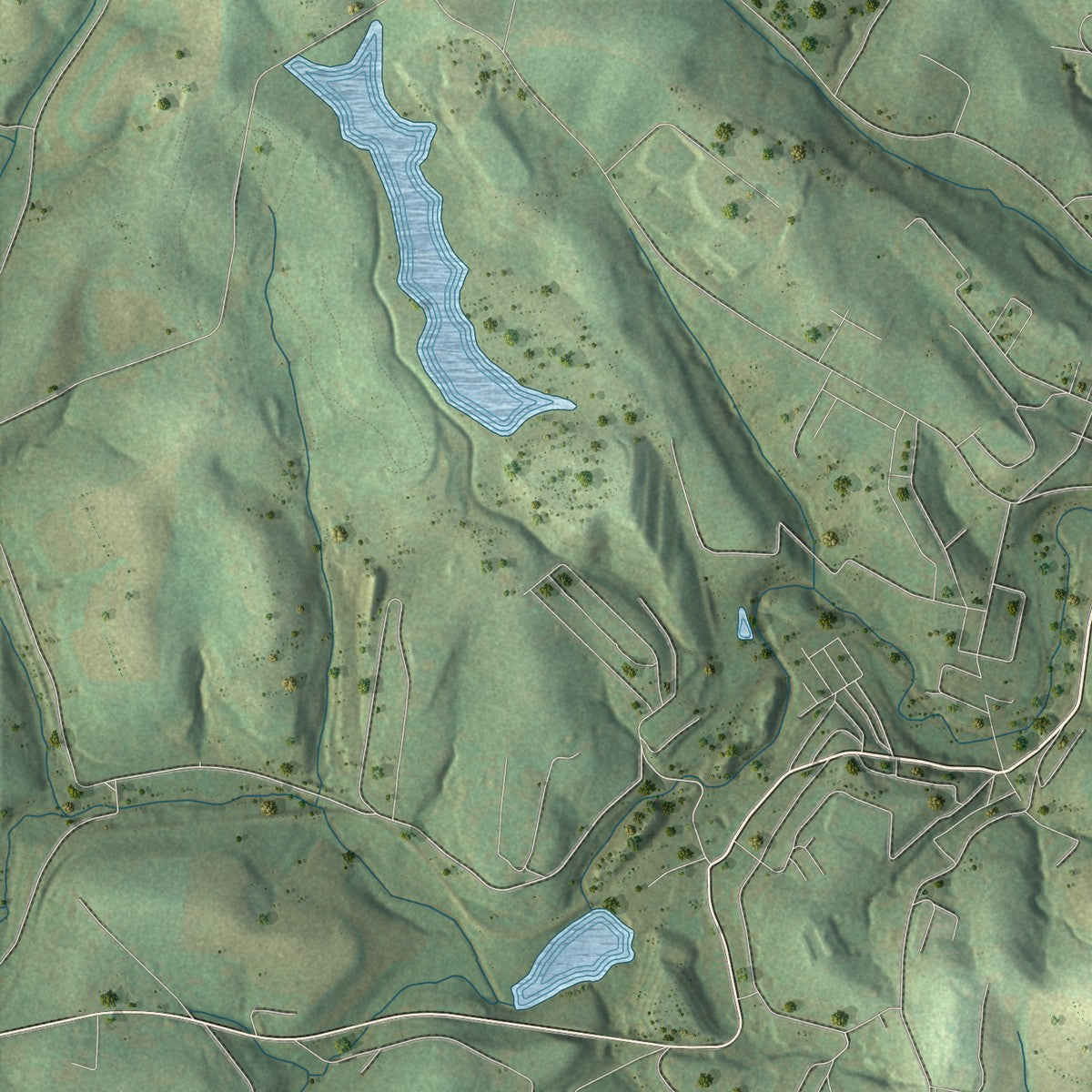 Close-up of the map of West Pike Run, Pennsylvania print showing street and building detail