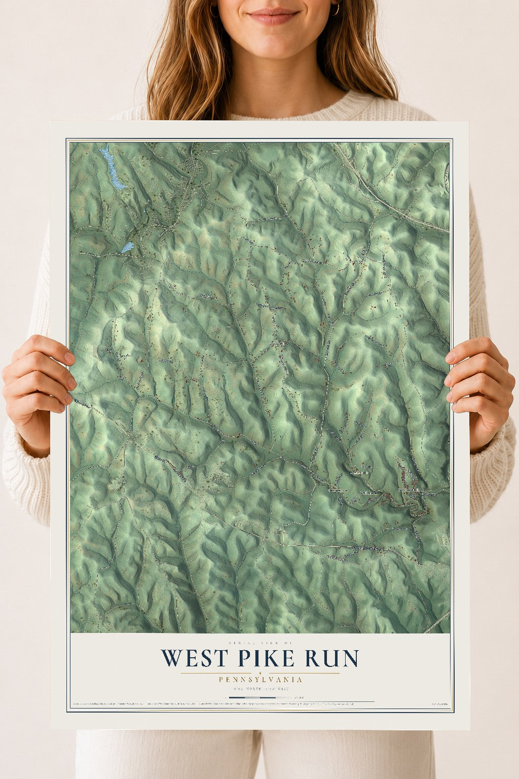 Map of West Pike Run, Pennsylvania, 18 x 24 inch unframed archival matte print
