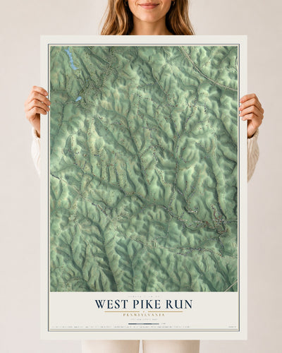 Map of West Pike Run, Pennsylvania, 24 x 36 inch unframed archival matte print