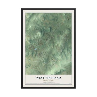Map of West Pikeland, Pennsylvania, 12 x 18 inch print in a black wood frame