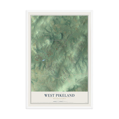 Map of West Pikeland, Pennsylvania, 12 x 18 inch print in a white wood frame