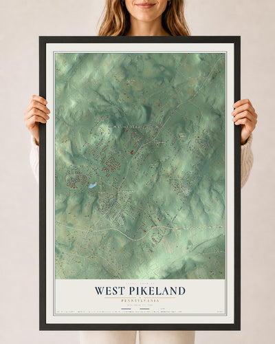 Map of West Pikeland, Pennsylvania, 24 x 36 inch print in a black wood frame