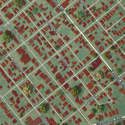 Close-up of the map of West Pittston, Pennsylvania print showing street and building detail