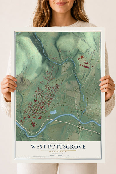 Map of West Pottsgrove, Pennsylvania, 18 x 24 inch unframed archival matte print