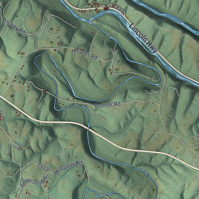 Second close-up of the map of West Providence, Pennsylvania print showing more streets and buildings