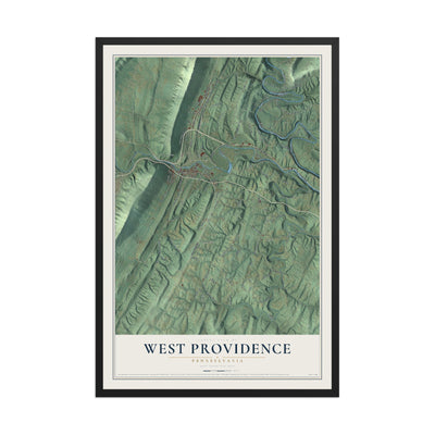 Map of West Providence, Pennsylvania, 12 x 18 inch print in a black wood frame