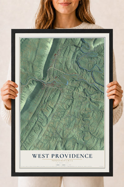 Map of West Providence, Pennsylvania, 18 x 24 inch print in a black wood frame