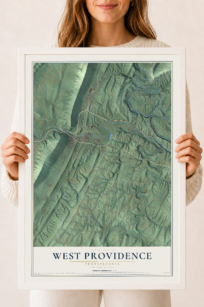 Map of West Providence, Pennsylvania, 18 x 24 inch print in a white wood frame