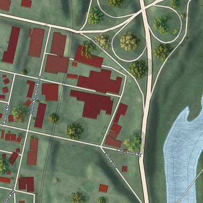 Second close-up of the map of West Reading, Pennsylvania print showing more streets and buildings