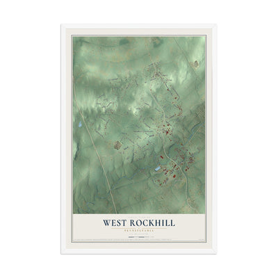 Map of West Rockhill, Pennsylvania, 12 x 18 inch print in a white wood frame