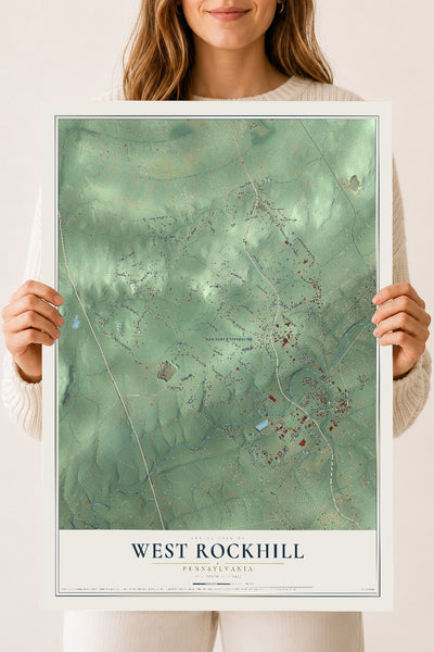 Map of West Rockhill, Pennsylvania, 18 x 24 inch unframed archival matte print