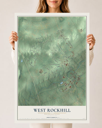 Map of West Rockhill, Pennsylvania, 24 x 36 inch unframed archival matte print
